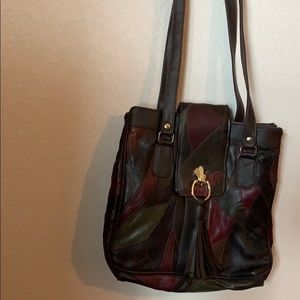 Vintage 1970s patchwork Leather purse handbag shoulder bag super fly